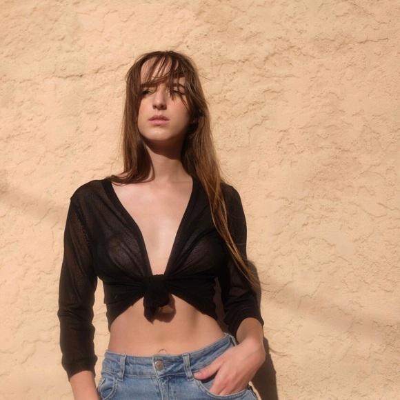 BLACK SHEER CARDIGAN - Picture 1 of 3